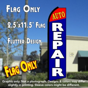 AUTO REPAIR (Red/Blue) Flutter Polyknit Feather Flag (11.5 x 2.5 feet)