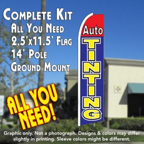 AUTO TINTING (Red/Blue) Flutter Feather Banner Flag Kit (Flag, Pole, & Ground Mt)