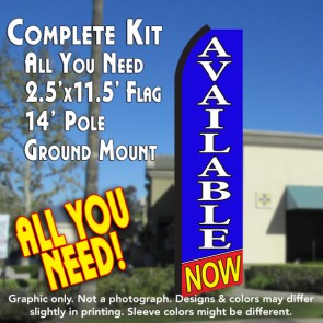 AVAILABLE NOW (Blue/White/Red) Flutter Feather Banner Flag Kit (Flag, Pole, & Ground Mt)