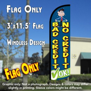 Bad Credit No Credit OK Windless Polyknit Feather Flag (3 x 11.5 feet)