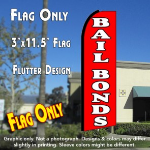BAIL BONDS (Red) Flutter Feather Banner Flag (11.5 x 3 Feet)