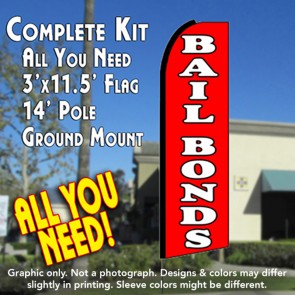 BAIL BONDS (Red) Flutter Feather Banner Flag Kit (Flag, Pole, & Ground Mt)