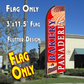BAKERY/PANADERIA (R/B/W) Flutter Feather Banner Flag (11.5 x 3 Feet)