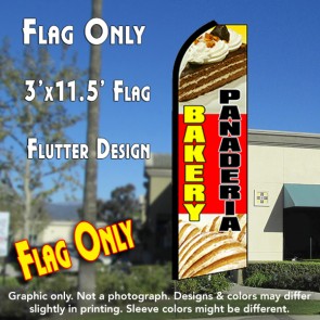 BAKERY/PANADERIA (R/Y/BK) Flutter Feather Banner Flag (11.5 x 3 Feet)