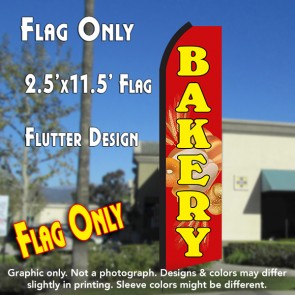 BAKERY (Red/Yellow) Flutter Polyknit Feather Flag (11.5 x 2.5 feet)