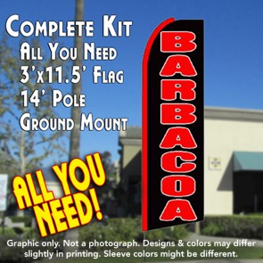 BARBACOA (Black) Flutter Feather Banner Flag Kit (Flag, Pole, & Ground Mt)