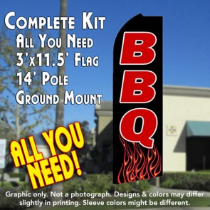 BBQ (Flames) Flutter Feather Banner Flag Kit (Flag, Pole, & Ground Mt)
