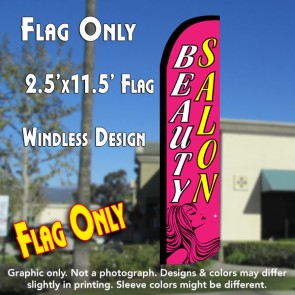BEAUTY SALON (Pink) Windless Polyknit Feather Flag (2.5 x 11.5 feet)