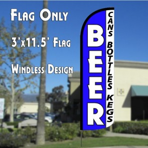 Pack of 3 Beer Cans Bottles Kegs King Windless Swooper Feather Flag Sign Kit with Complete Hybrid Pole Set 