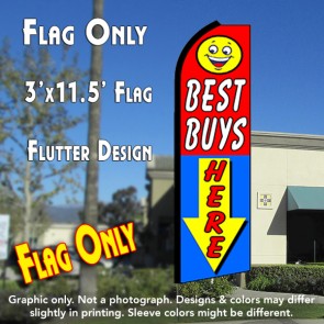 BEST BUYS HERE (Red/Blue) Flutter Feather Banner Flag (11.5 x 3 Feet)
