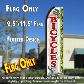 BICYCLES Sales Repairs Accessories (White/Red) Flutter Polyknit Feather Flag (11.5 x 2.5 feet)