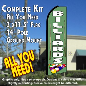 BILLIARDS (Green) Flutter Feather Banner Flag Kit (Flag, Pole, & Ground Mt)