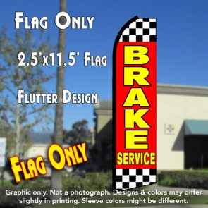 BRAKE SERVICE (Red/Checkered) Flutter Polyknit Feather Flag (11.5 x 2.5 feet)