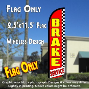 BRAKE SERVICE (Red/Checkered) Windless Polyknit Feather Flag (2.5 x 11.5 feet)