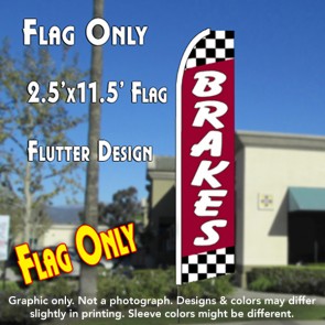 Brakes (Red/Checkered) Flutter Feather Banner Flag (11.5 x 2.5 Feet)
