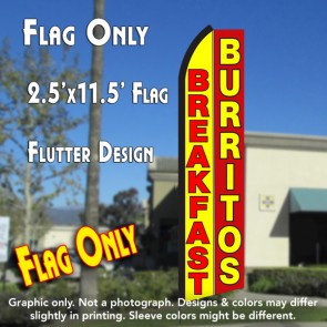BREAKFAST BURRITOS (Yellow/Red) Flutter Polyknit Feather Flag (11.5 x 2.5 feet)