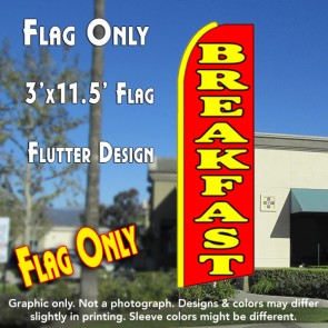 BREAKFAST (Red/Yellow) Flutter Feather Banner Flag (11.5 x 3 Feet)
