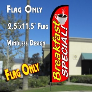 BREAKFAST SPECIAL! (Horizontal) Windless Polyknit Feather Flag (2.5 x 11.5 feet)