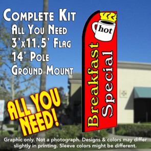 Hot Breakfast Special  Feather Banner Flag Kit (Flag, Pole, & Ground Mt)