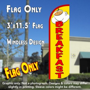 Breakfast (Yellow/Red/Cup) Windless Polyknit Feather Flag (3 x 11.5 feet)