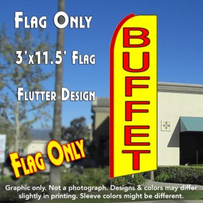 BUFFET (Yellow) Flutter Feather Banner Flag (11.5 x 3 Feet)