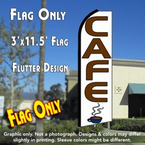 CAFE (White) Flutter Feather Banner Flag (11.5 x 3 Feet)