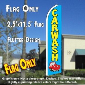 CAR WASH (Blue/Car) Flutter Feather Banner Flag (11.5 x 2.5 Feet)