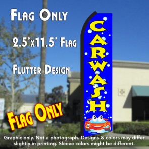 CAR WASH (Blue/Yellow) Flutter Polyknit Feather Banner Flag (11.5 x 2.5 Feet)