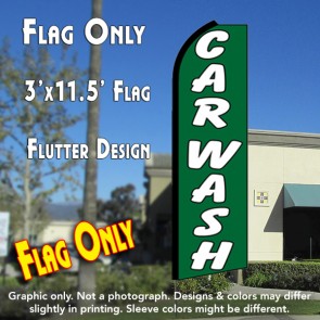 CAR WASH (Green/White) Flutter Feather Banner Flag (11.5 x 3 Feet)