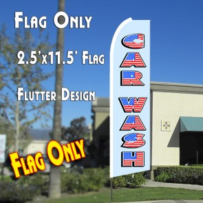 CAR WASH (Old Glory) Flutter Feather Banner Flag (11.5 x 2.5 Feet)