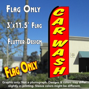 CAR WASH (Red) Flutter Feather Banner Flag (11.5 x 3 Feet)