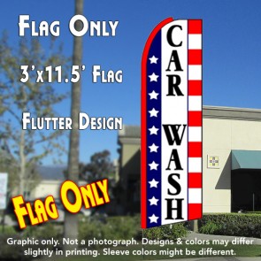 CAR WASH (Stars & Stripes) Flutter Feather Banner Flag (11.5 x 3 Feet)