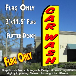 CAR WASH (Yellow) Flutter Feather Banner Flag (11.5 x 3 Feet)