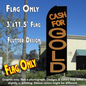 CASH FOR GOLD (Black) Flutter Feather Banner Flag (11.5 x 3 Feet)