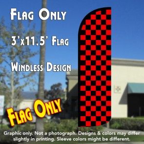 Checkered BLACK/RED Windless Polyknit Feather Flag (3 x 11.5 feet)