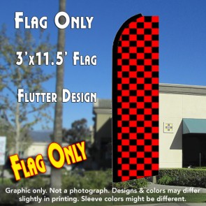 Checkered RED/BLACK Flutter Feather Banner Flag (11.5 x 3 Feet)