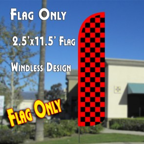 Checkered RED/BLACK Windless Polyknit Feather Flag (2.5 x 11.5 feet)