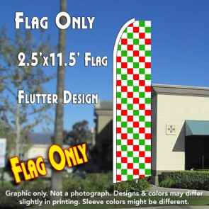 Checkered RED/WHITE/GREEN Flutter Feather Banner Flag (11.5 x 2.5 Feet)