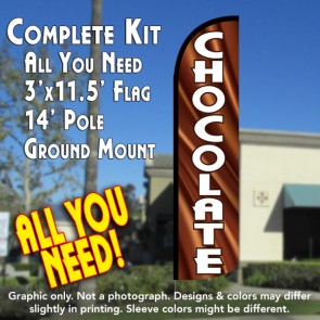 Chocolate Windless Feather Banner Flag Kit (Flag, Pole, & Ground Mt)