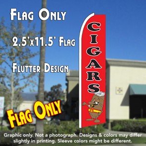 CIGARS (Red) Flutter Feather Banner Flag (11.5 x 2.5 Feet)