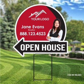 Custom Digital Full Color Circle Round 22" x 24" Yard Signs Open House