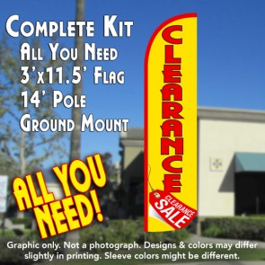 Clearance Sale (Yellow/Red) Windless Feather Banner Flag Kit (Flag, Pole, & Ground Mt)