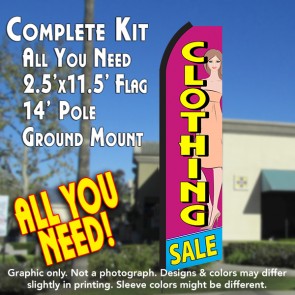CLOTHING SALE (Pink/Yellow) Flutter Feather Banner Flag Kit (Flag, Pole, & Ground Mt)