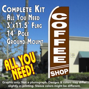 COFFEE SHOP (Brown) Flutter Feather Banner Flag Kit (Flag, Pole, & Ground Mt)
