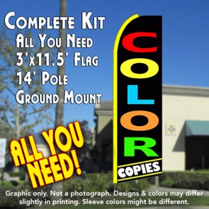 COLOR COPIES (Black) Flutter Feather Banner Flag Kit (Flag, Pole, & Ground Mt)