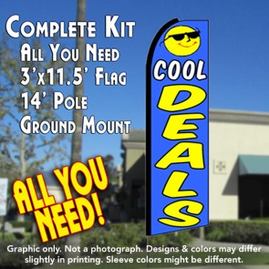 COOL DEALS (Blue) Flutter Feather Banner Flag Kit (Flag, Pole, & Ground Mt)