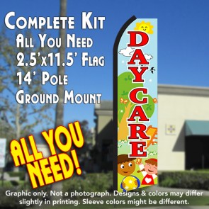 DAYCARE (Scene) Flutter Feather Banner Flag Kit (Flag, Pole, & Ground Mt)