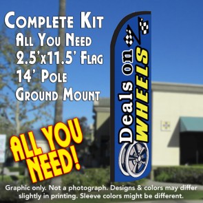 DEALS ON WHEELS Windless Feather Banner Flag Kit (Flag, Pole, & Ground Mt)