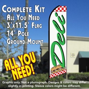 DELI (Checker) Flutter Feather Banner Flag Kit (Flag, Pole, & Ground Mt)
