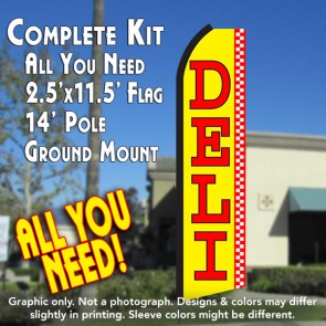 DELI (Red/Yellow) Flutter Feather Banner Flag Kit (Flag, Pole, & Ground Mt)